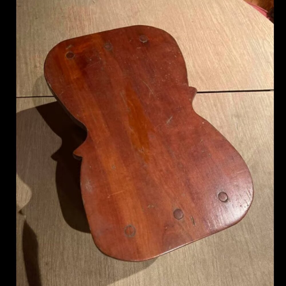Stained Oak Wood Foot Stool  Retro Wooden Plant Stand from 1976